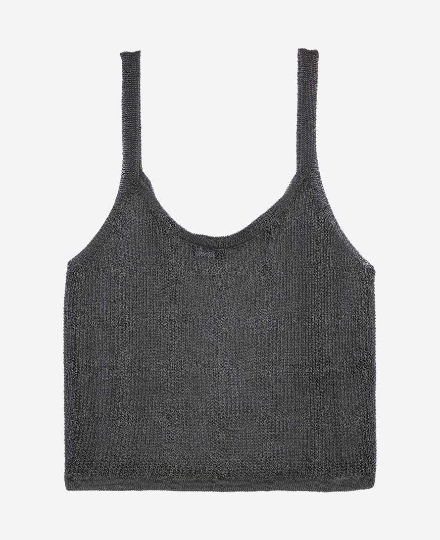 The Kooples FEMME GREY SILVER débardeur effet cotte de maille gris