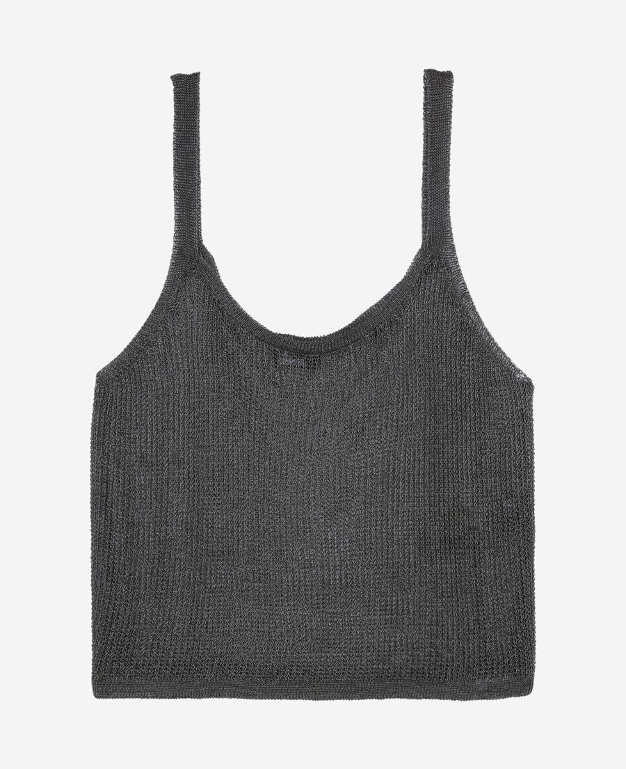 The Kooples WOMEN GREY SILVER gray chainmail effect tank top