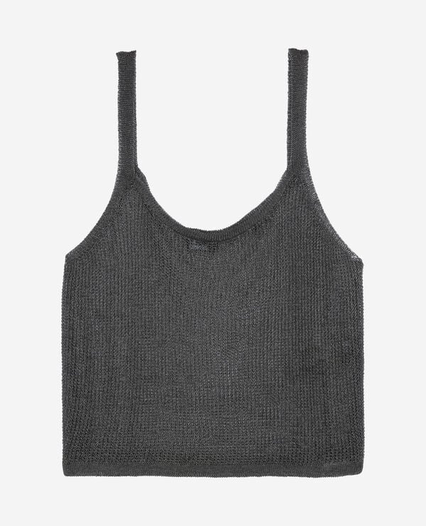 The Kooples FEMME GREY SILVER débardeur effet cotte de maille gris