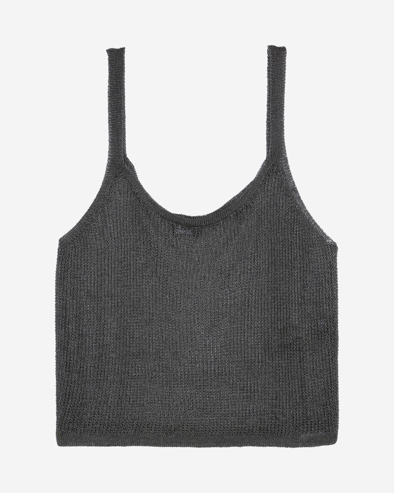 The Kooples DAMEN GREY SILVER graues tanktop mit kettenhemd-effekt