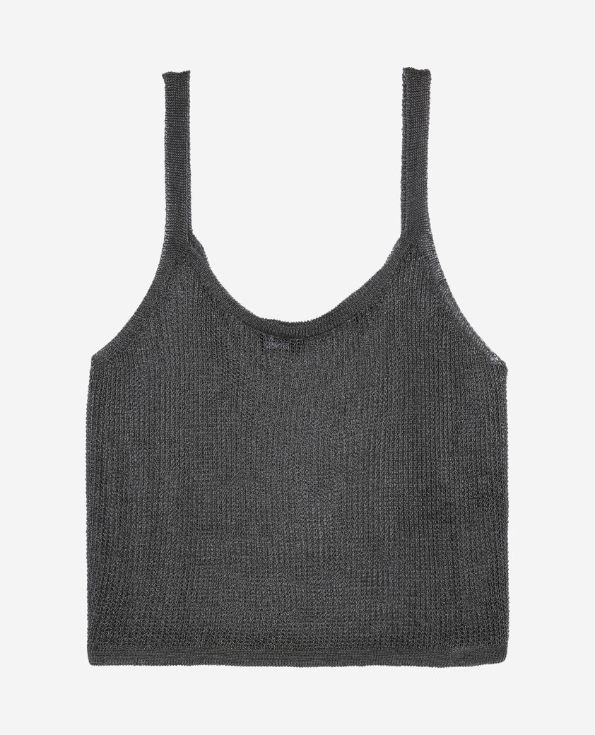 The Kooples DAMEN GREY SILVER graues tanktop mit kettenhemd-effekt
