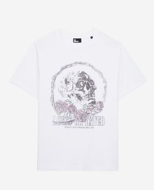 The Kooples DAMEN WHITE weißes t-shirt mit vintage-skull-siebdruck