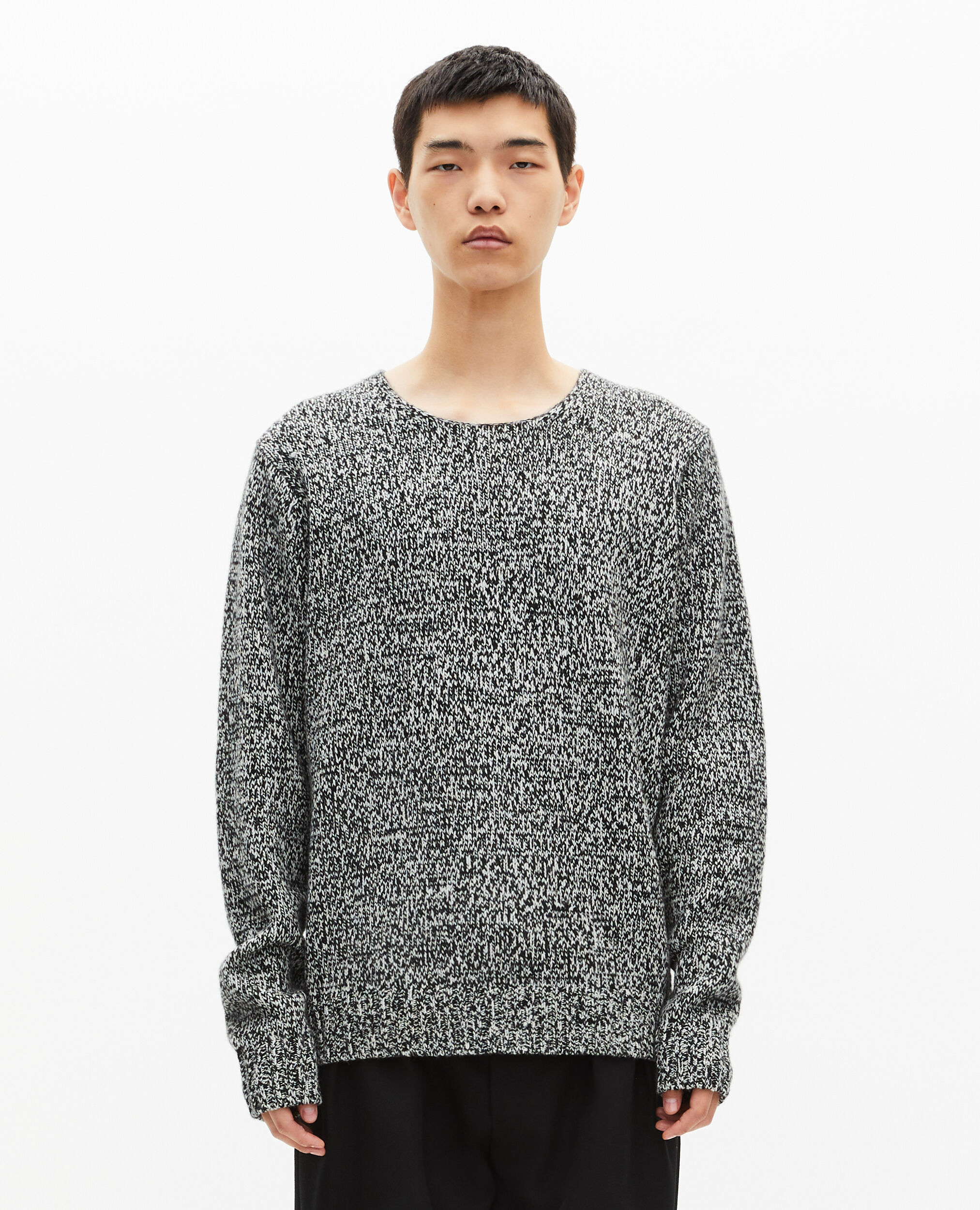 Mouliné-Pullover in Schwarz und Weiß, BLACK WHITE, hi-res image number null