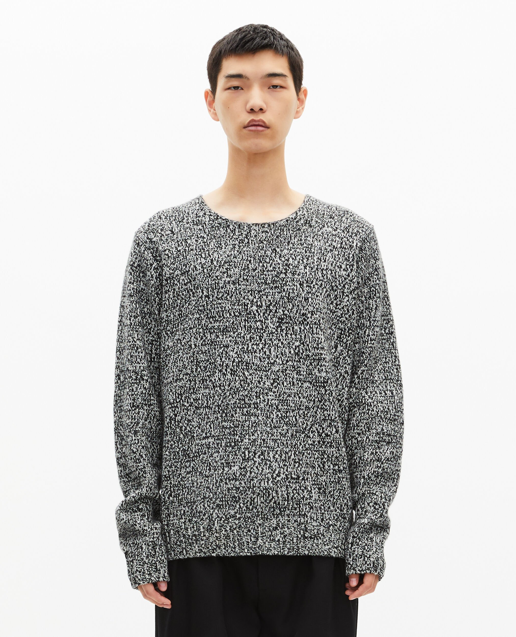 Mouliné-Pullover in Schwarz und Weiß, BLACK WHITE, hi-res image number null