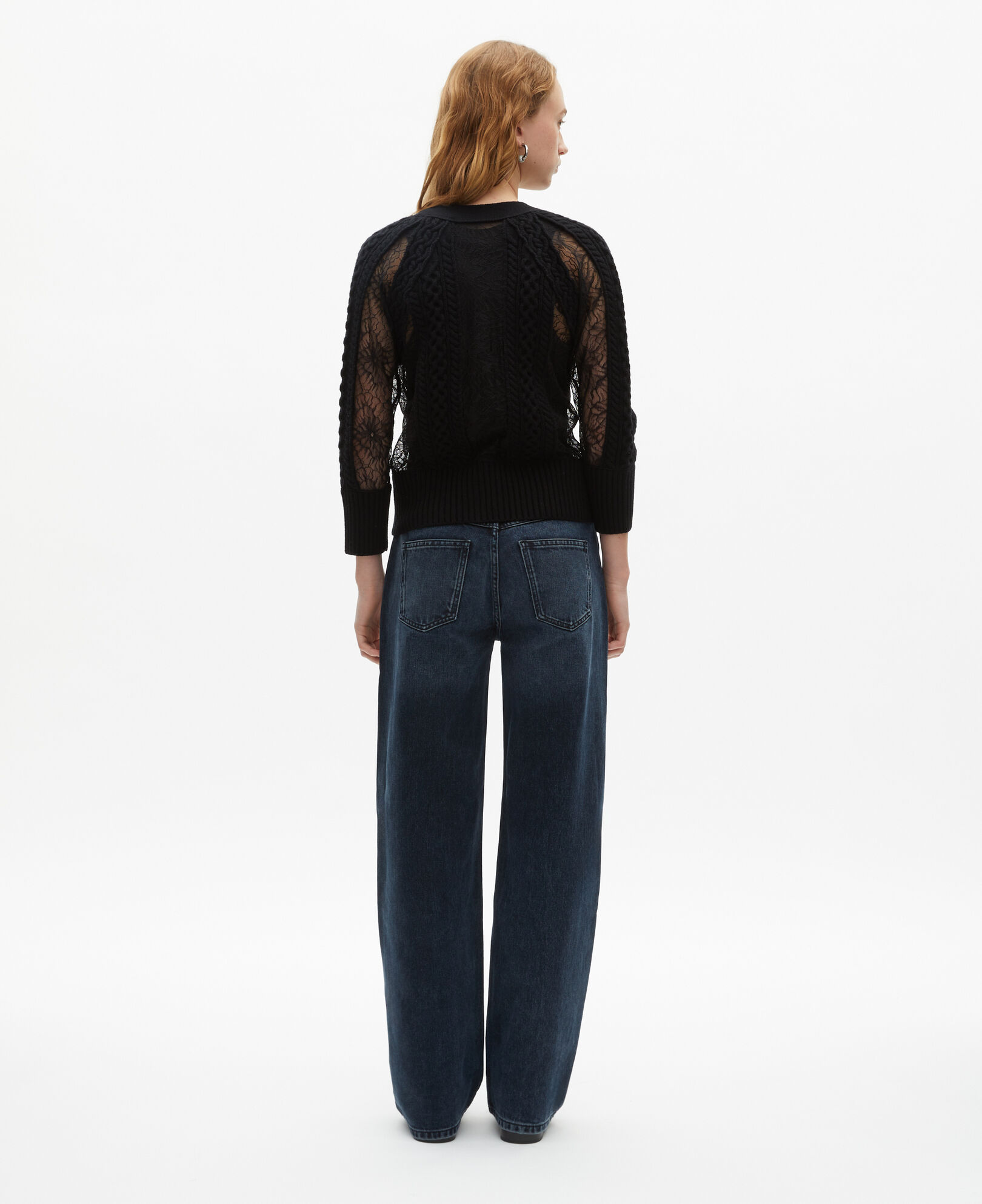 The Kooples WOMEN BLACK black wool and lace cardigan