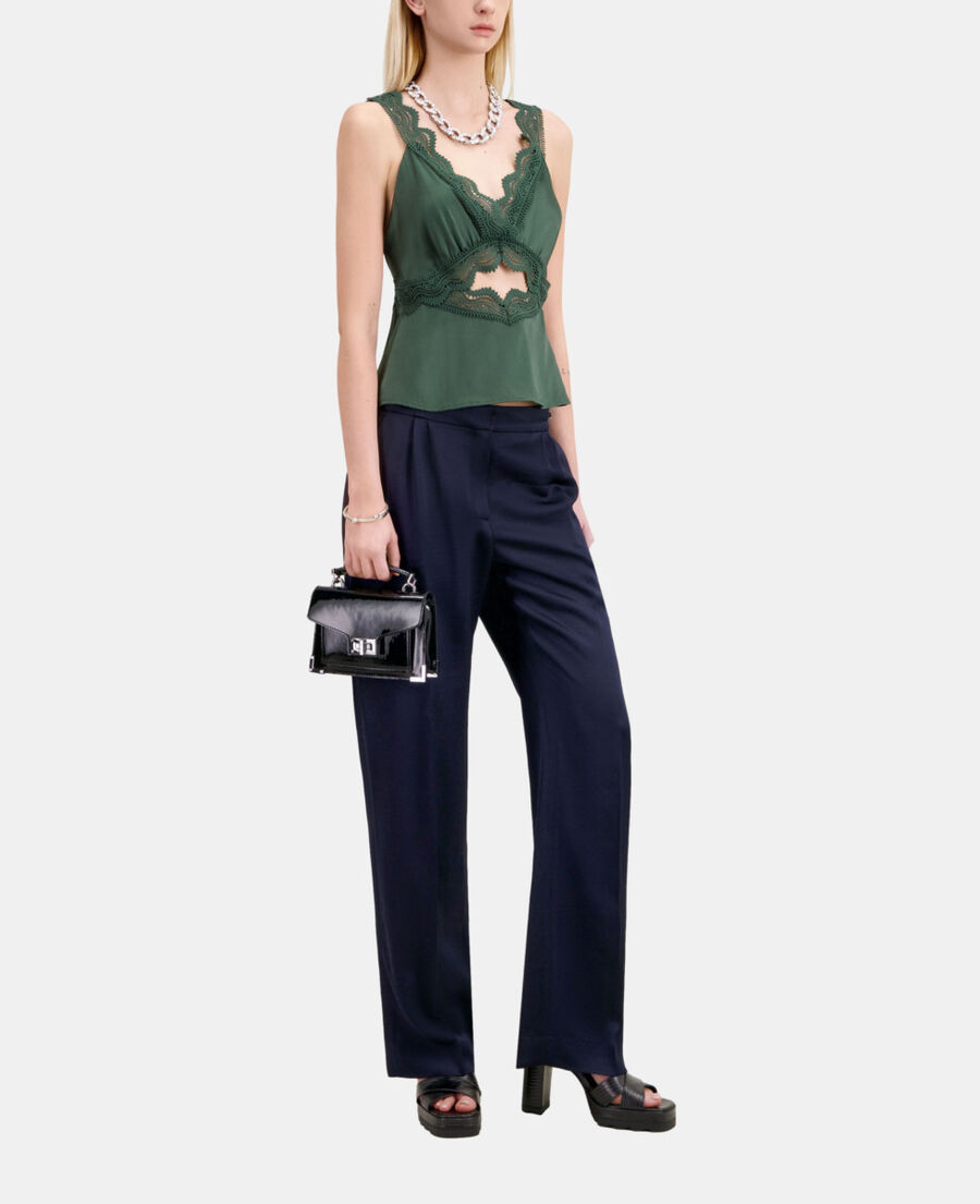 The Kooples WOMEN NAVY navy blue trousers with chains