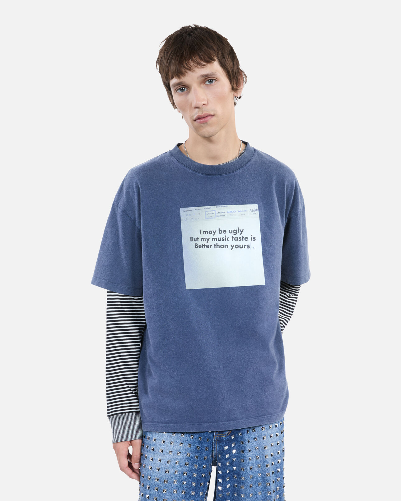 The Kooples MEN DARK BLUE blue t-shirt with serigraphy