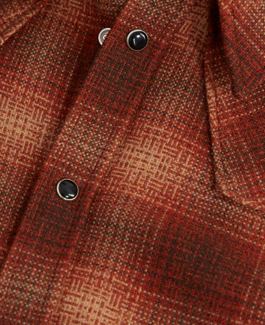 The Kooples HOMME ORANGE RED chemise laine orange &agrave; carreaux imprim&eacute;s