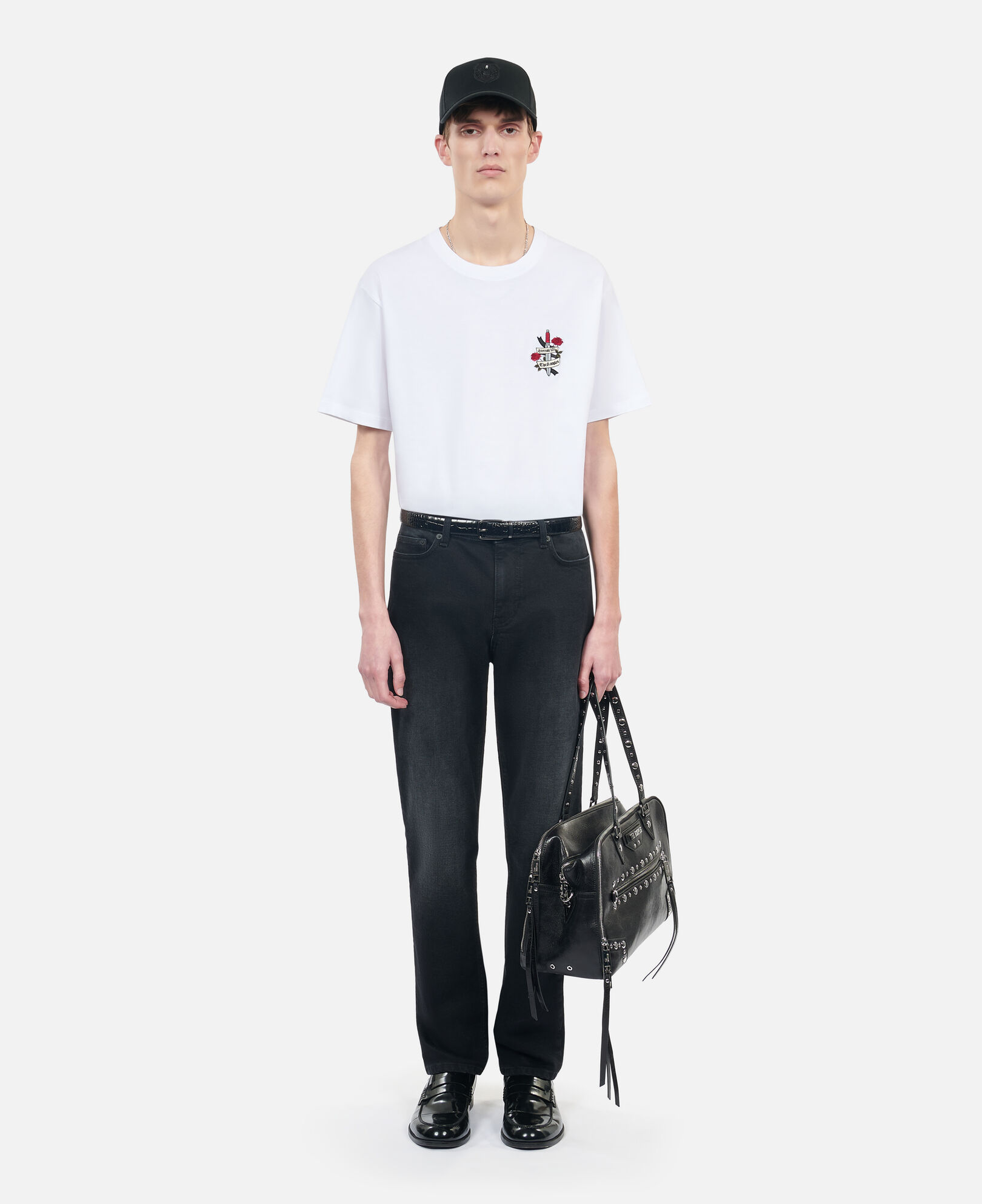 The Kooples MEN WHITE white t-shirt with eternal life embroidery