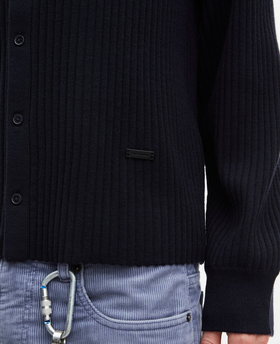 The Kooples HERREN DARK NAVY gerippte strickjacke in marine