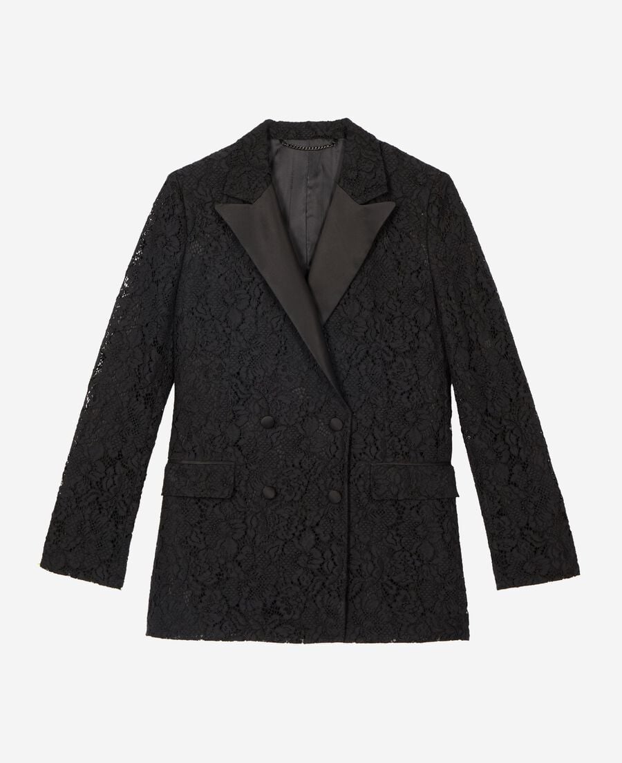 The Kooples F BLACK black lace suit jacket