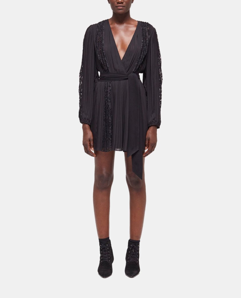 The Kooples FEMME BLACK robe courte en dentelle noire