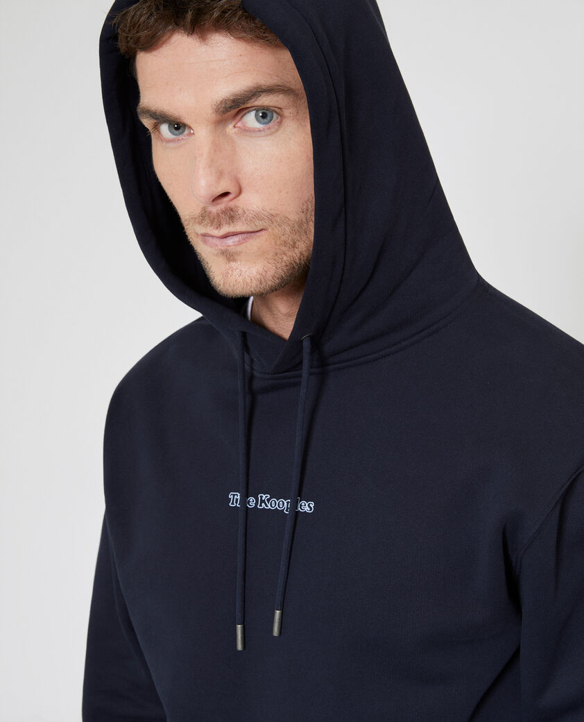 The Kooples HOMME DARK NAVY sweatshirt &agrave; capuche avec logo marine