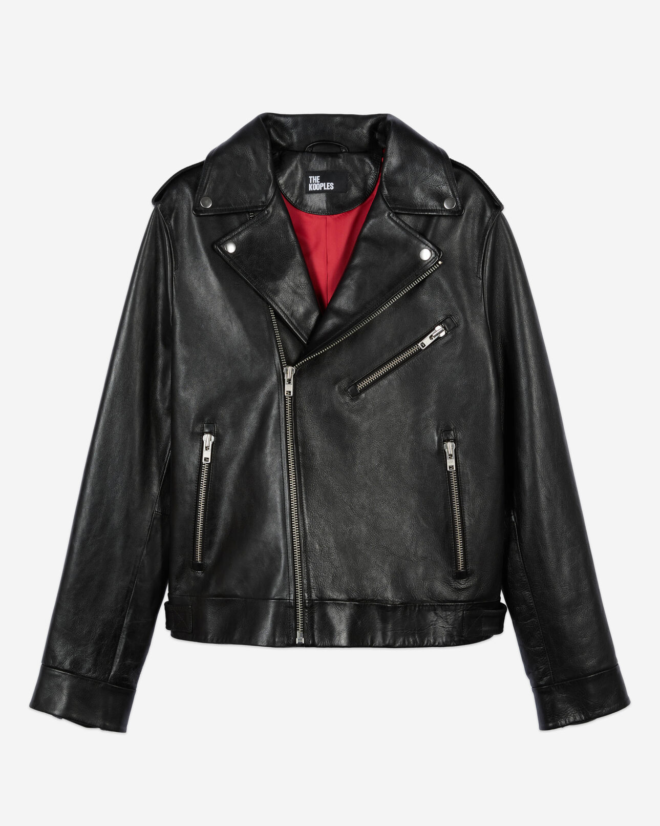 The Kooples HOMME BLACK blouson biker en cuir noir