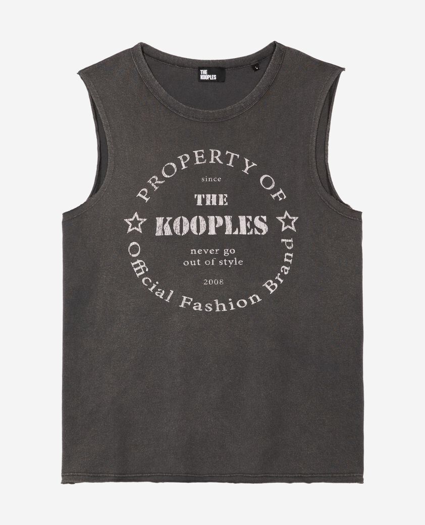 The Kooples WOMEN BLACK WASHED tank top with faded black screen print
