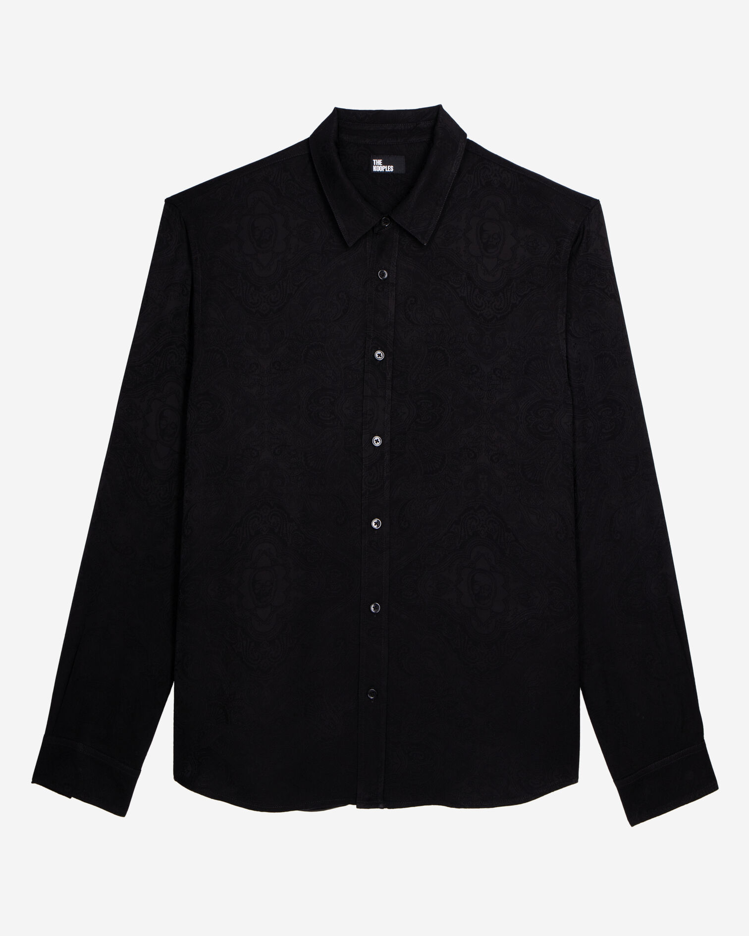 Schwarzes Jacquard-Hemd mit Totenköpfen, BLACK, hi-res image number null