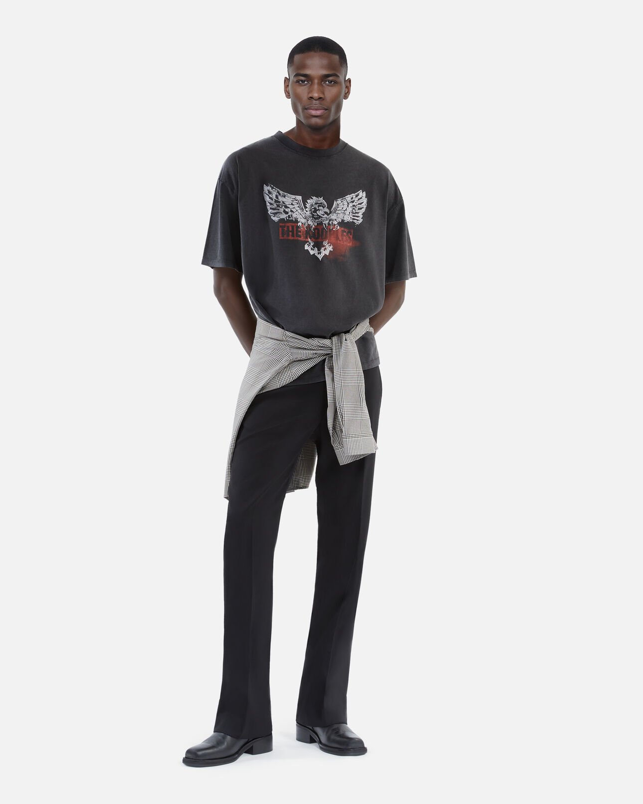 The Kooples HOMME BLACK WASHED t-shirt avec sérigraphie noir