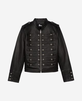 The Kooples F BLACK black officer-style leather jacket