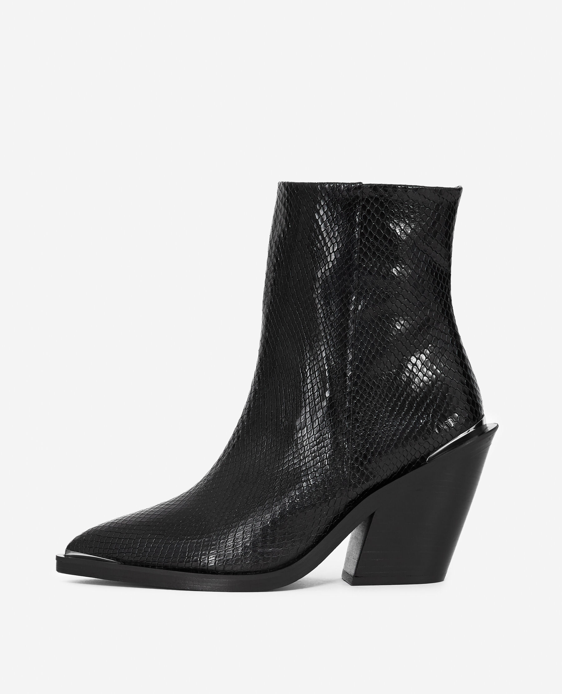 Bottines noires cuir effet python talons The Kooples