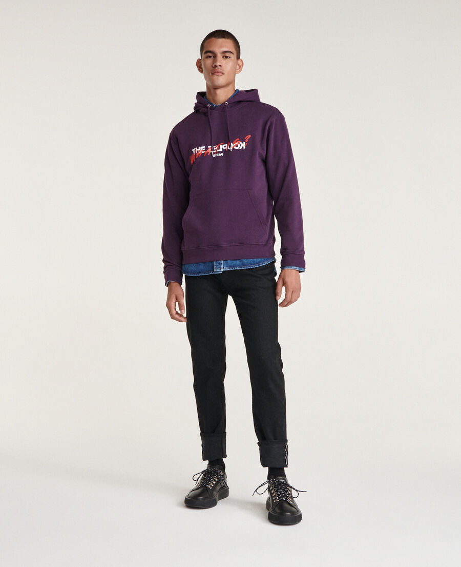 purple sweatshirt with screen print what is