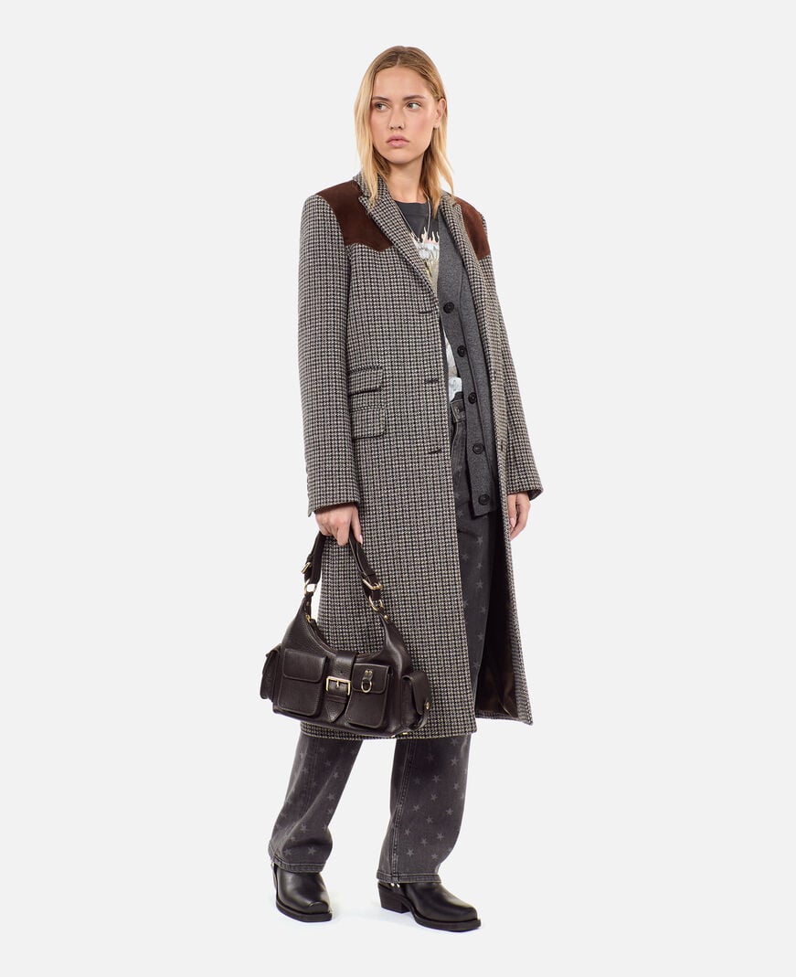 The Kooples DAMEN BROWN braune amelia tasche aus genarbtes leder