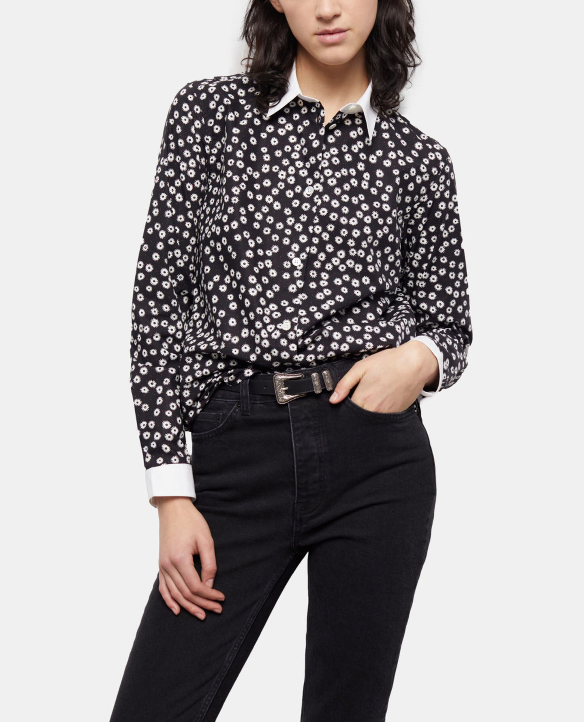 Printed shirt, BLACK WHITE, hi-res image number null