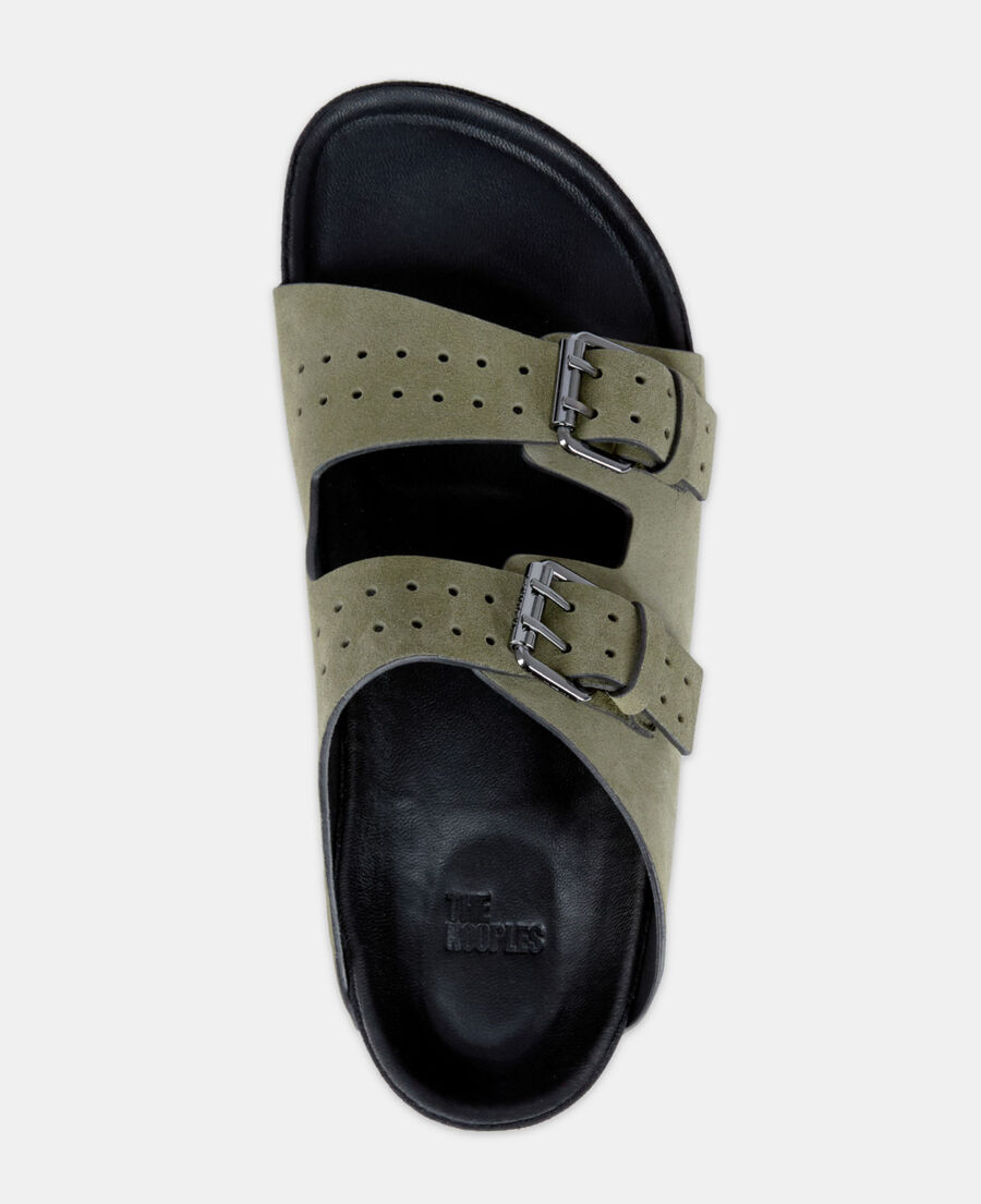 sandales en cuir kaki