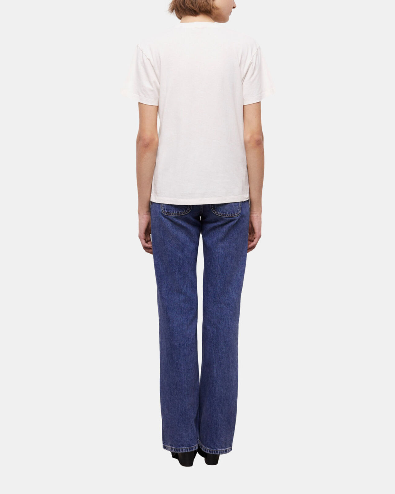 The Kooples DAMEN ECRU ecrufarbenes t-shirt damen mit „wild panther“-siebdruck