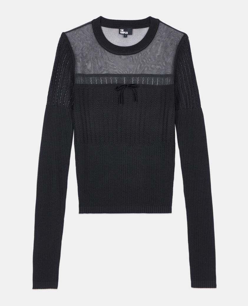 The Kooples WOMEN BLACK black openwork sweater
