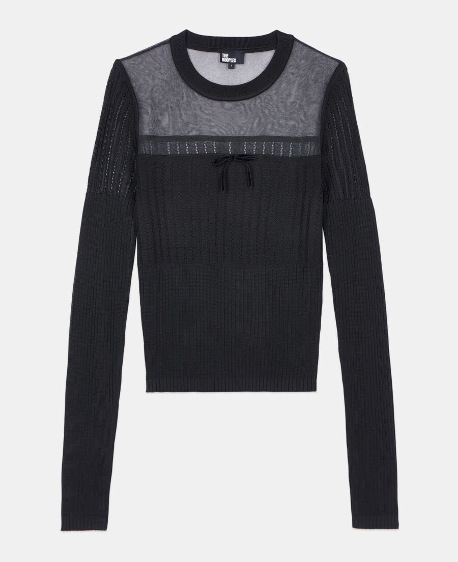 The Kooples WOMEN BLACK black openwork sweater