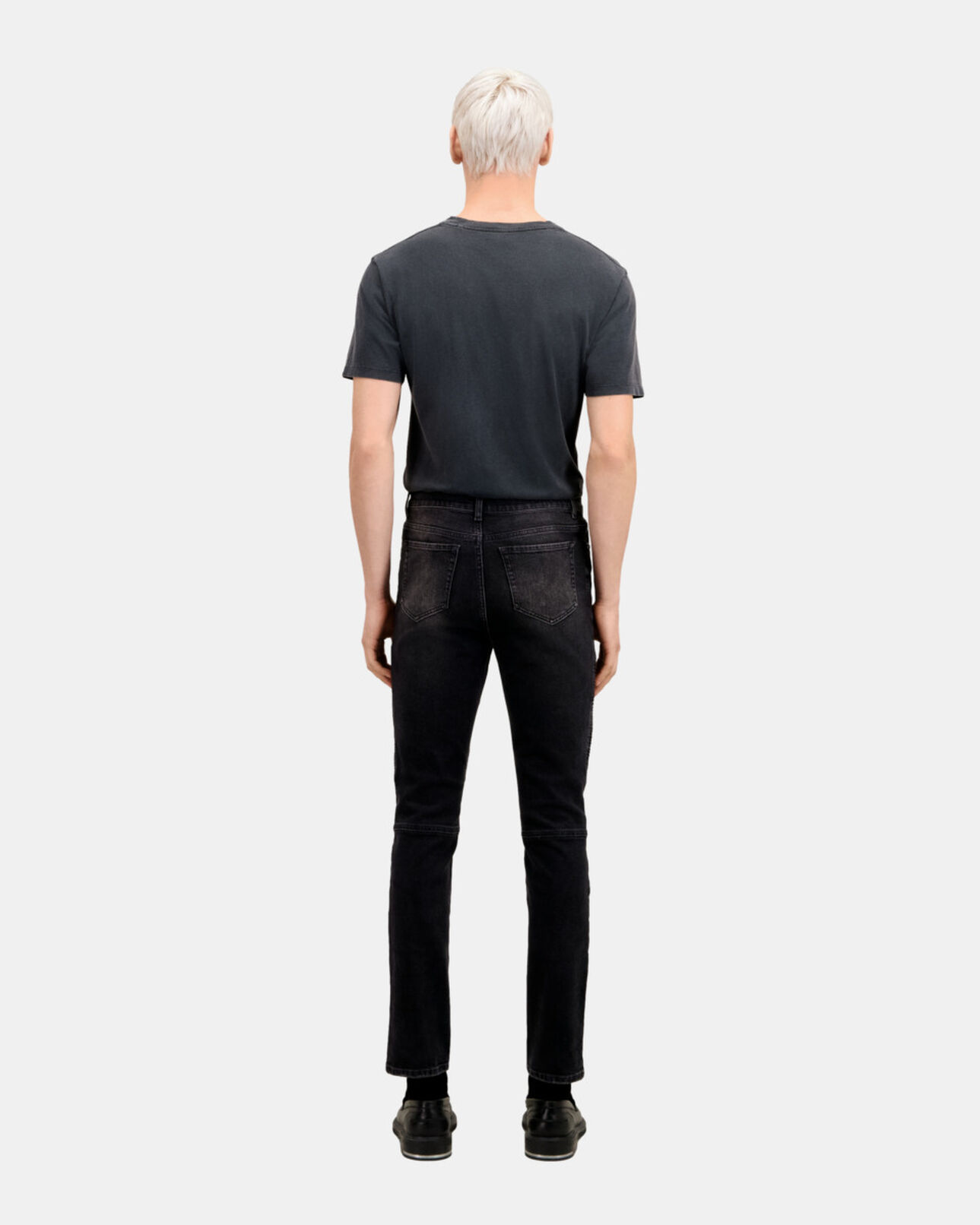 The Kooples HERREN BLACK WASHED schwarze bikerjeans in slim-fit
