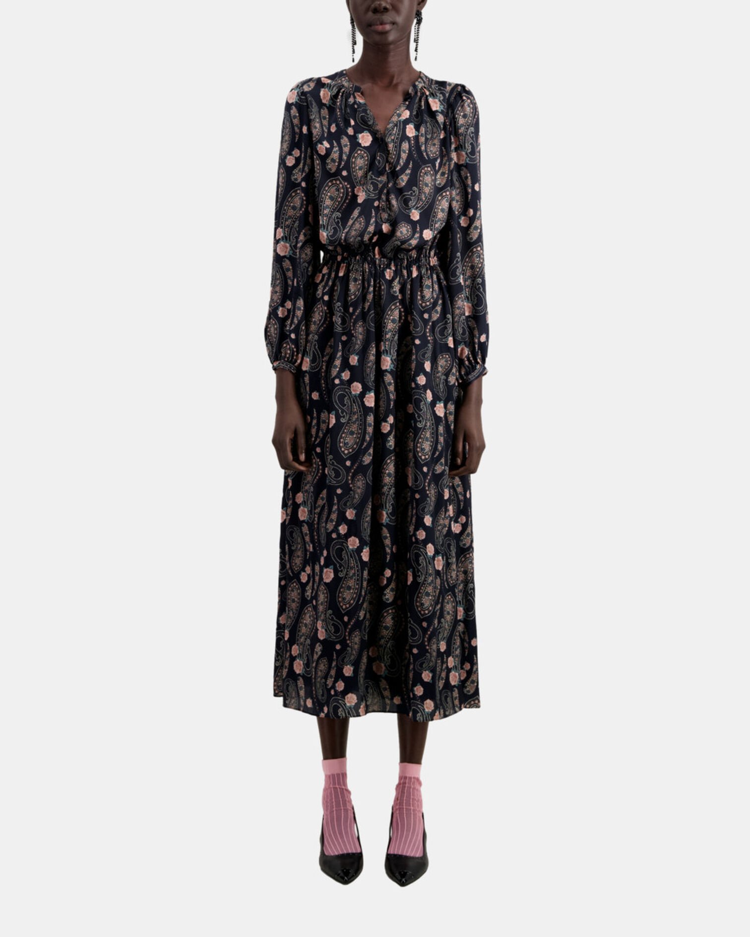 Long printed dress, BLACK / PINK, hi-res image number null