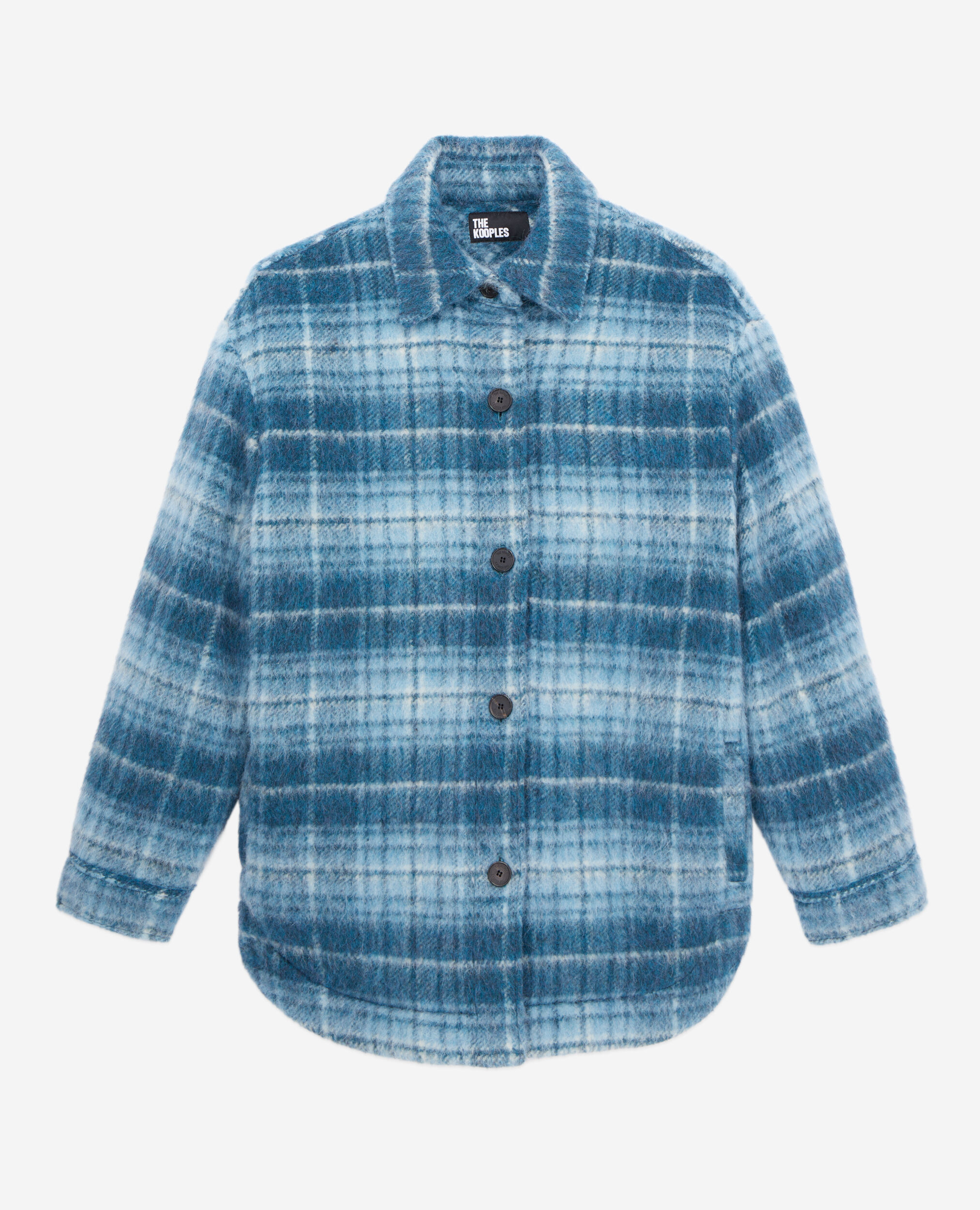 Blaue Hemdjacke aus Tweed mit Karomuster, BLUE BEIGE, hi-res image number null