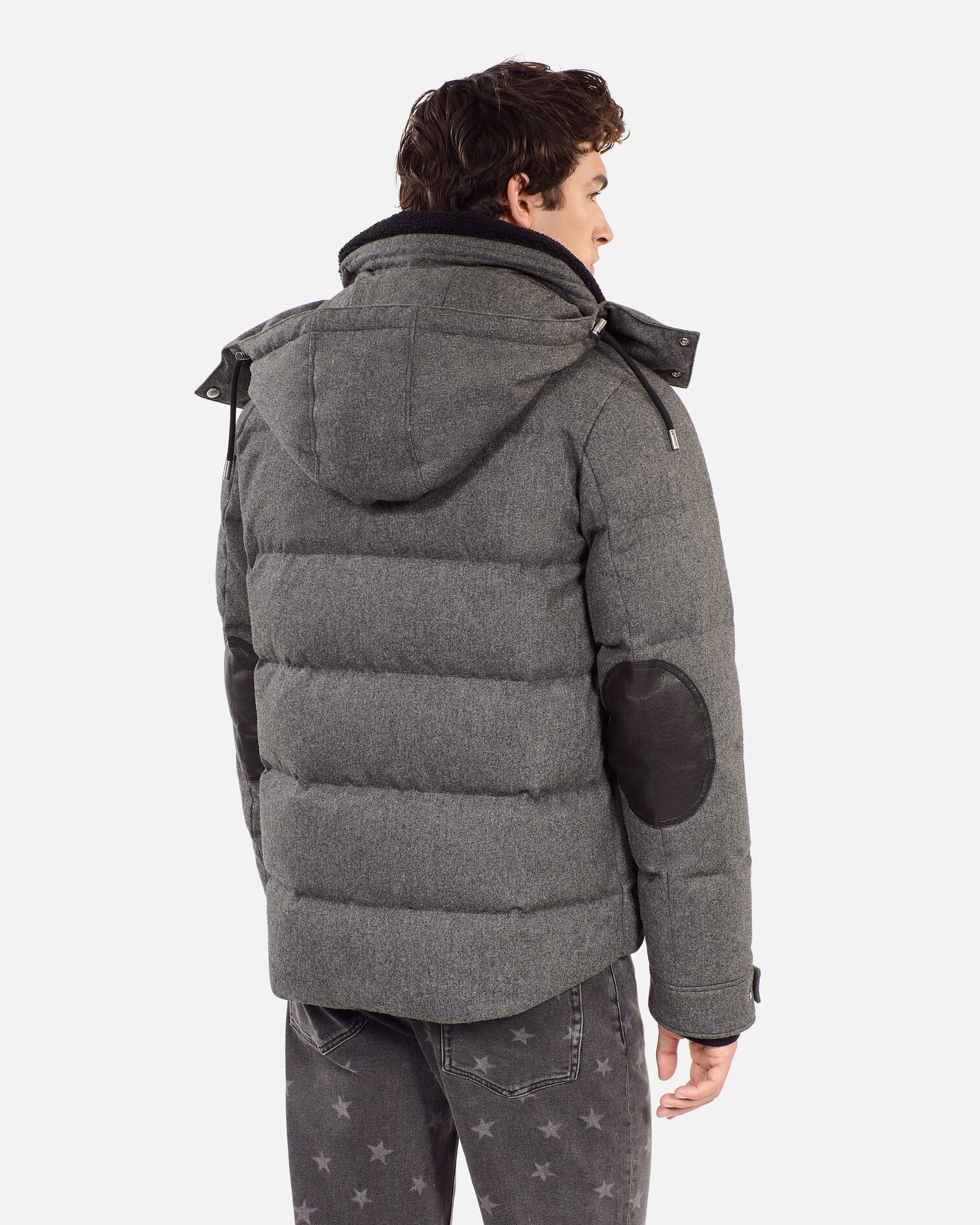 Graue Daunenjacke aus Flanell, GRIS CLAIR, hi-res image number null