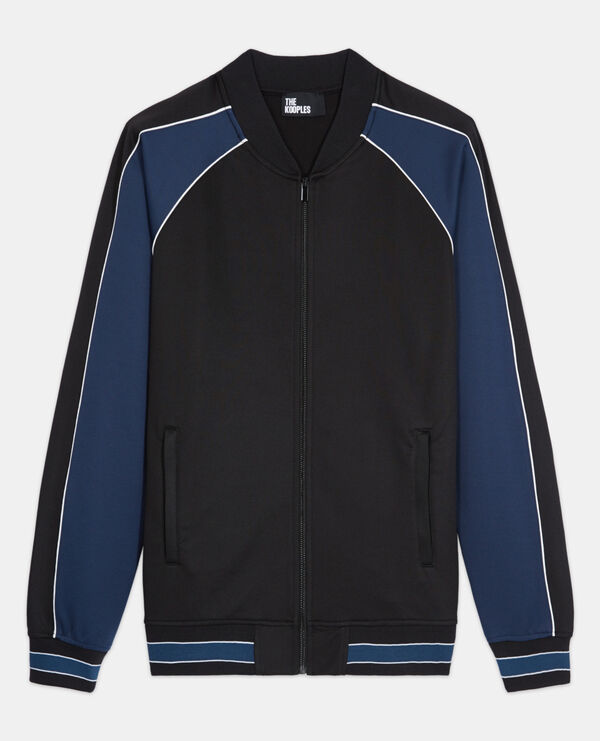 navy blue zipped sweatshirt
