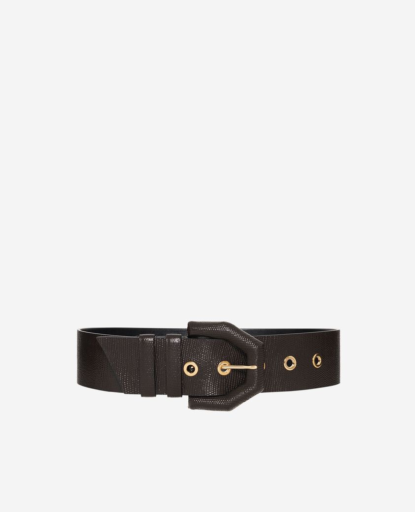 The Kooples WOMEN BROWN wide brown leather belt
