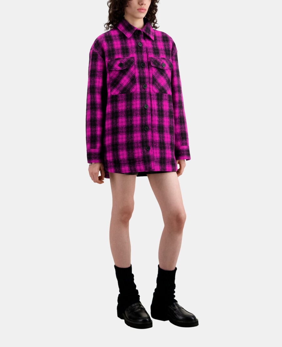 The Kooples FEMME PINK BLACK blouson style surchemise à carreaux roses