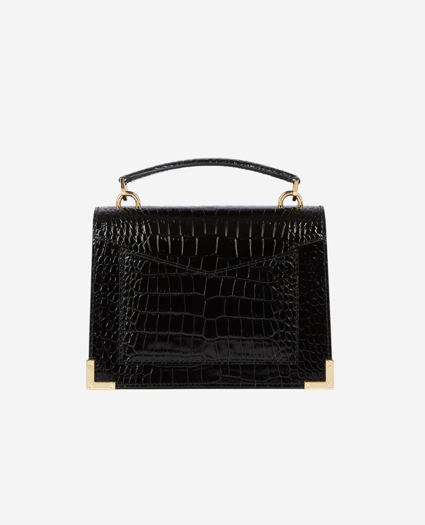 The Kooples DAMEN BLACK emily, kleine tasche in krokodiloptik aus schwarzem leder