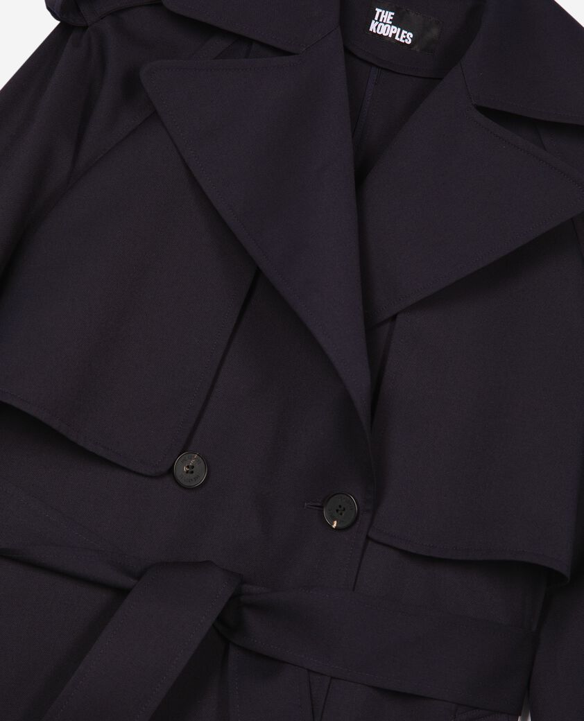 The Kooples F NAVY fluid trench coat in navy wool blend