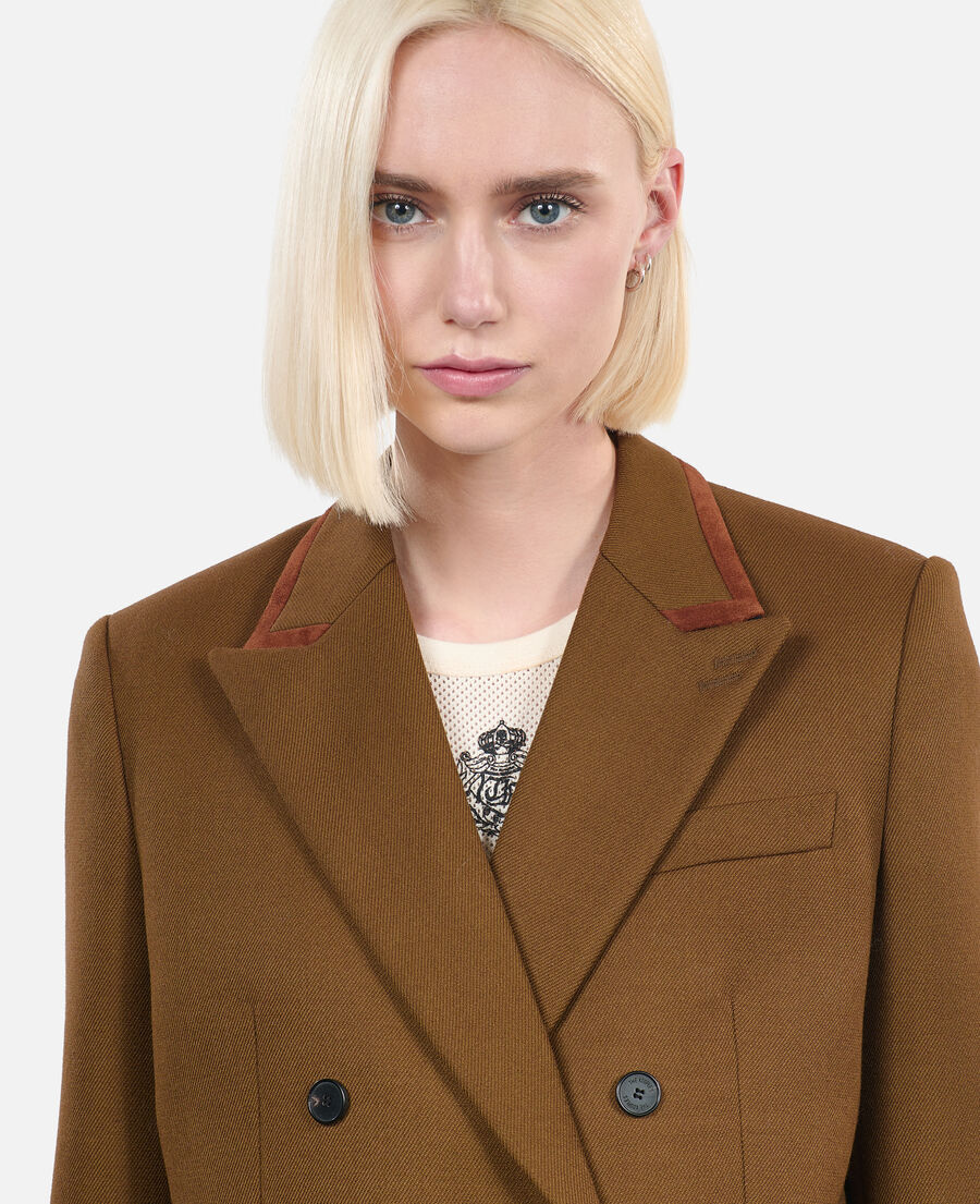 The Kooples DAMEN KAKI braunfarbene anzugjacke aus wolle