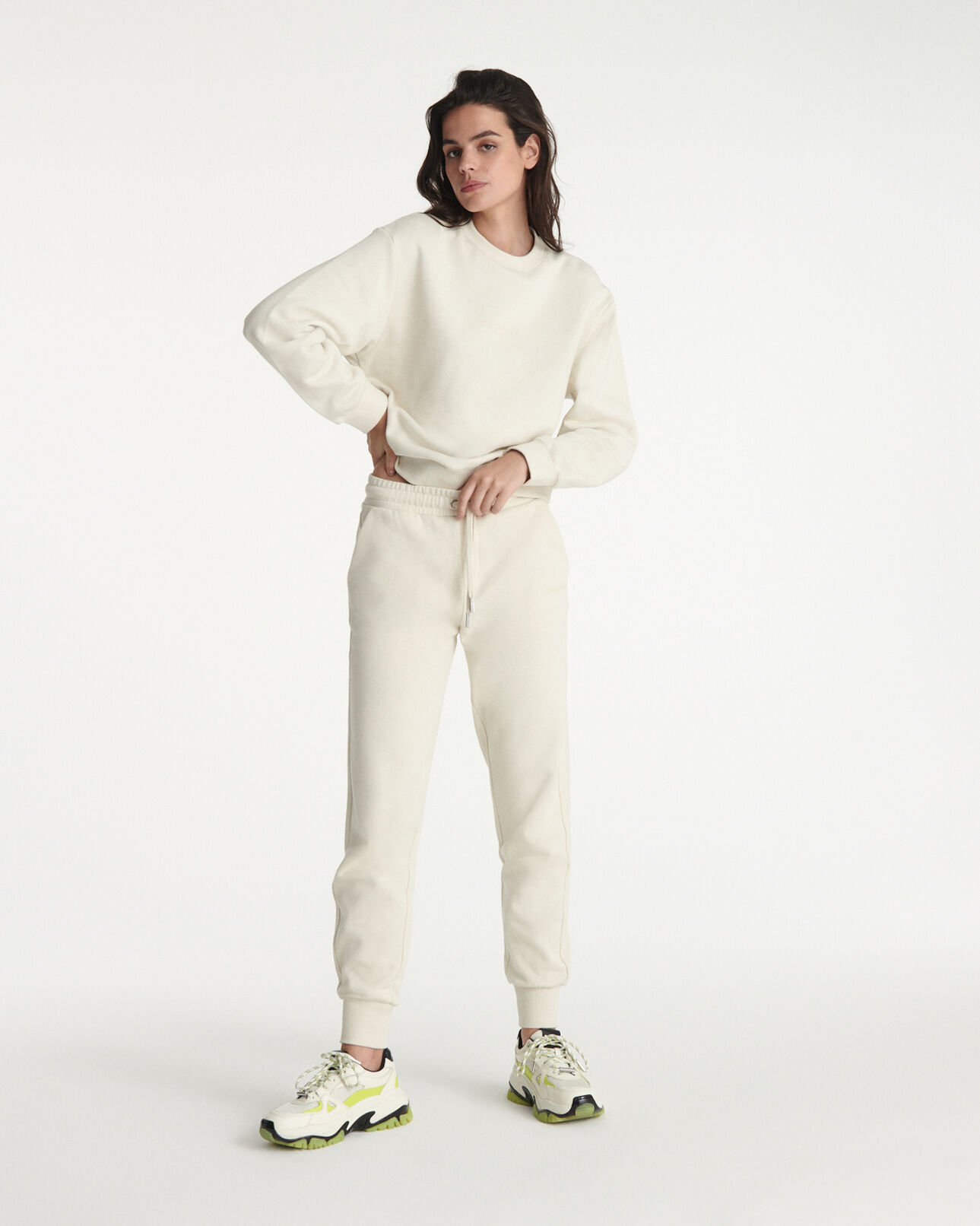 The Kooples FEMME ECRU jogging écru à logo the kooples