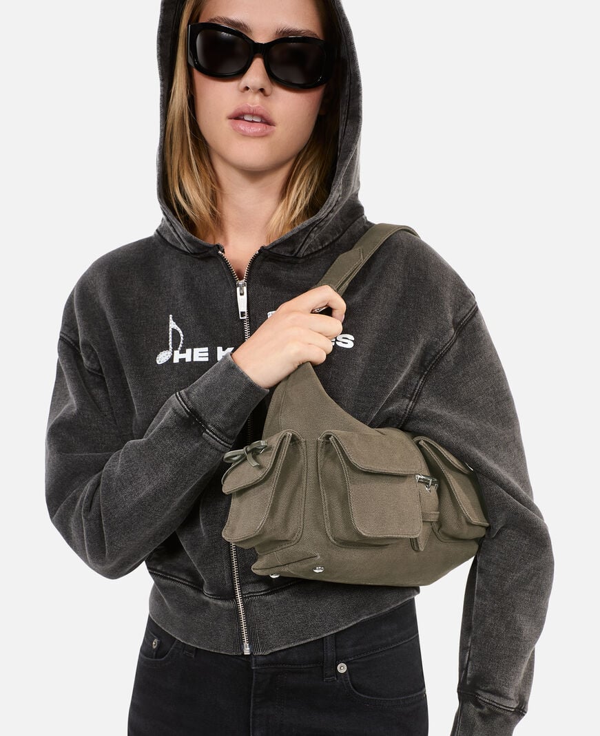 The Kooples FEMME KAKI sac amelia en canvas kaki