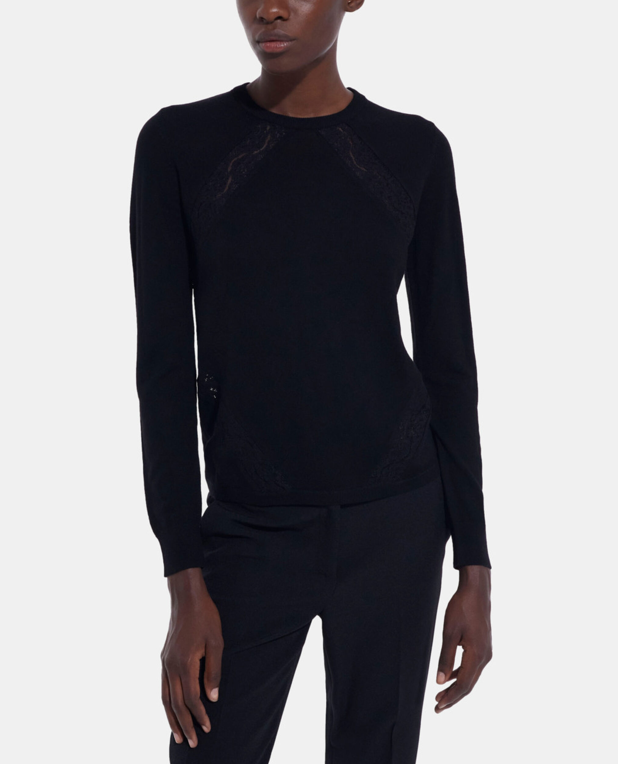 Black wool sweater, BLACK, hi-res image number null