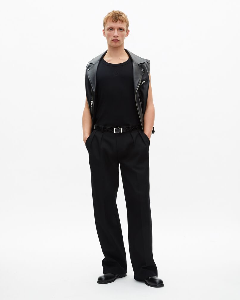 The Kooples MEN BLACK WASHED black tank top with crest embroidery