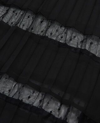 The Kooples FEMME BLACK robe longue pliss&eacute;e avec dentelle noire