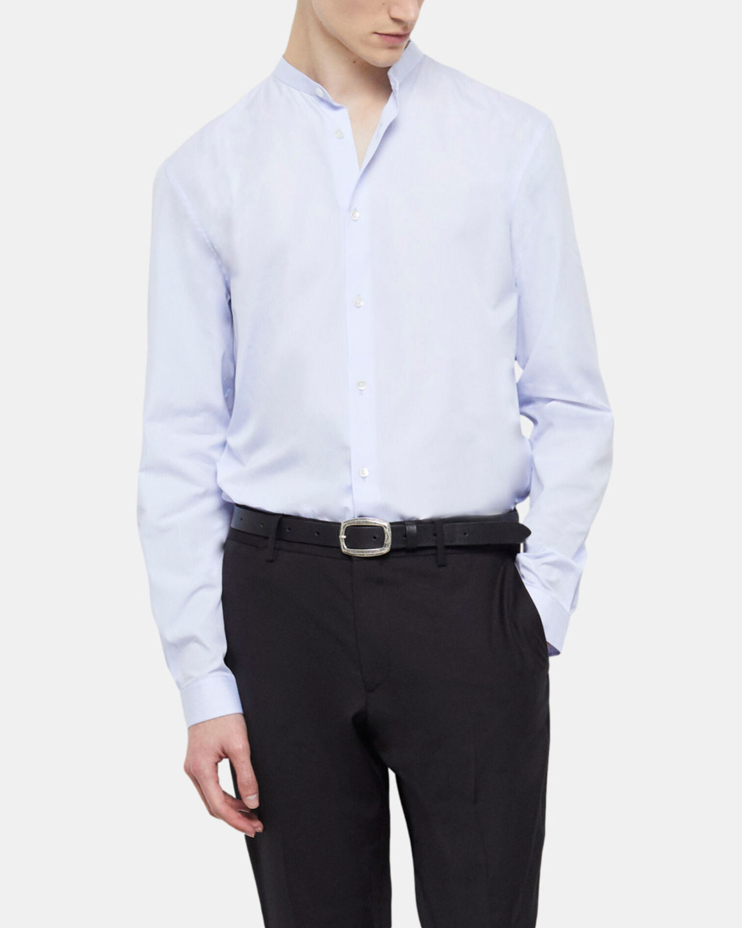 Chemise col officier bleu, BLUE / ECRU, hi-res image number null