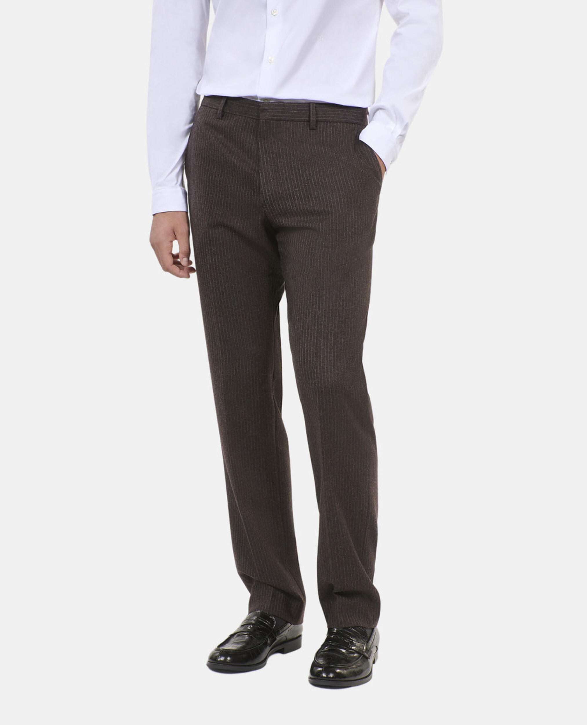 Brown striped wide-leg trousers, BROWN, hi-res image number null