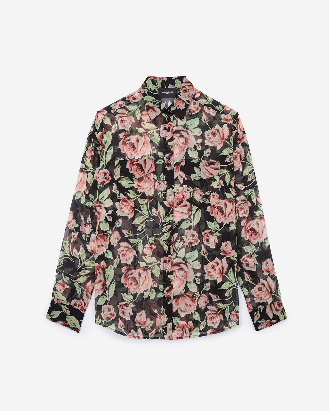 The Kooples FEMME BLACK / PINK chemise soie imprimé neon rose
