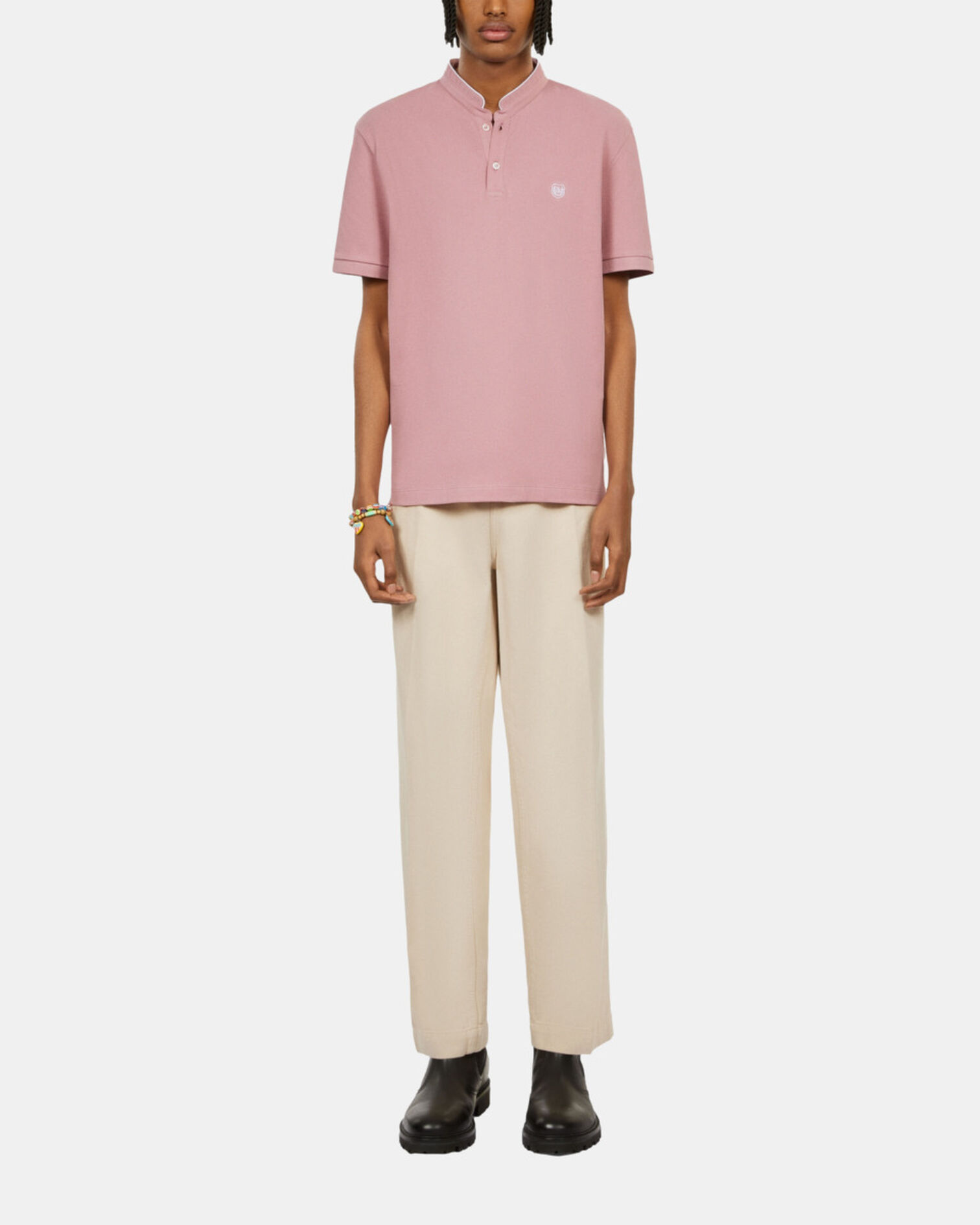 Pink pique cotton polo t-shirt, PINK WOOD, hi-res image number null
