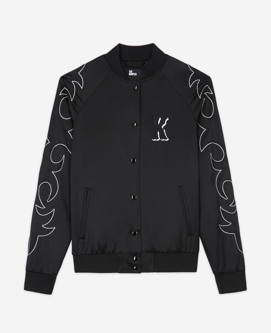 black teddy jacket with western-style embroidery